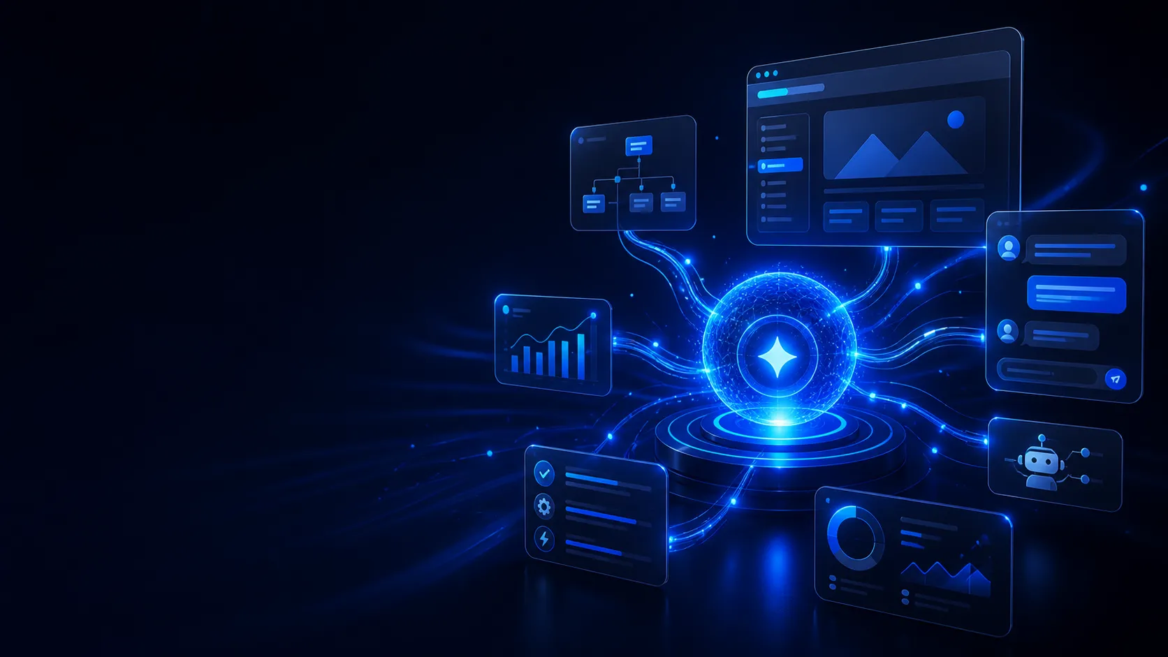 SiteMind AI Labs modern AI chat widget and web technology visual